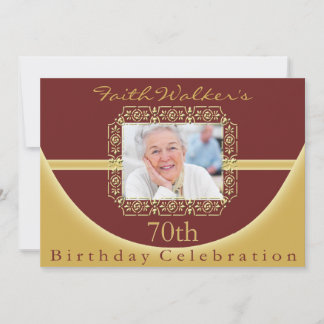 70th Birthday Party Personalised Invitation
