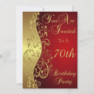 70th Birthday Party Personalised Invitation