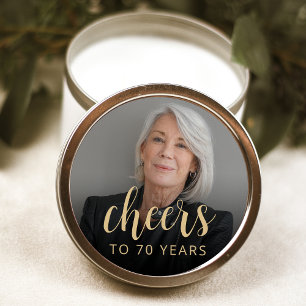 70th Birthday Party Photo Cheers Classic Round Sticker