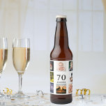 70th birthday party photo collage guy<br><div class="desc">A beer bottle label for a 70th birthday party for a guy,  celebrating his life with a collage of 8 of your own photos.  Templates for a name,  age 70 and a date.  Date of birth or the date of the party.  Black coloured letters.  White background.</div>