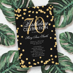 70th Birthday Party Program Gold Glitter w/ Menu<br><div class="desc">Elegant "Birthday Party Program" design with Glitter Confetti in Gold & Black w/ custom text.</div>