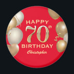70th Birthday Party Red and Gold Balloons Magnet<br><div class="desc">70th Birthday Party Red and Gold Balloons and Confetti Magnet. For further customisation,  please click the "Customise it" button and use our design tool to modify this template.</div>
