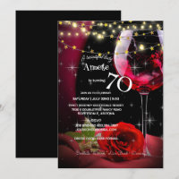 70th Birthday Party Red Wine & Rose Birthday