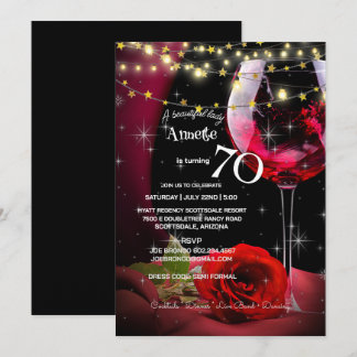 70th Birthday Party Red Wine & Rose Birthday