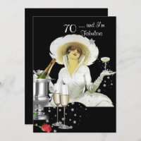 70th Birthday Party Retro Diva Art Deco Red Silver