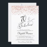 70th Birthday Party Rose Gold Glitter Invitation<br><div class="desc">Chic 70th birthday party invitation featuring "70 & Fabulous" in a stylish script and rose gold faux glitter confetti.</div>