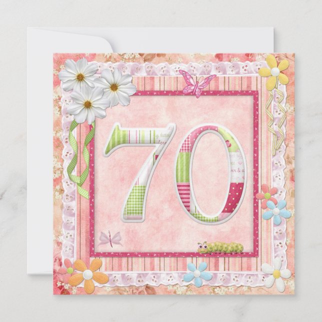 70th birthday party scrapbooking style invitation (Front)
