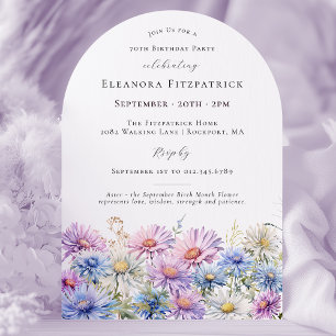 70th Birthday Party September Birth Month Flower  Invitation