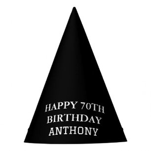 70th Birthday Party Seventy Black Favours  Party Hat