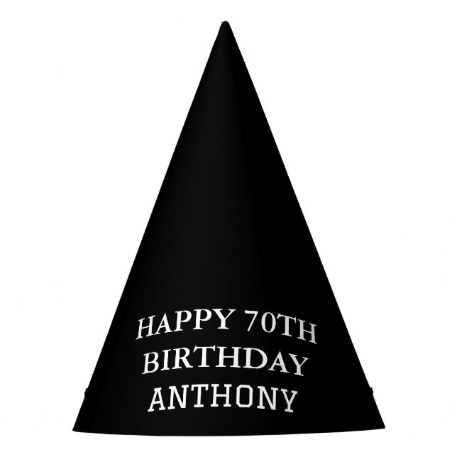 70th Birthday Party Seventy Black Favours  Party Hat (Front)