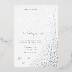 70th Birthday Party Silver Foil Heart Dress Real