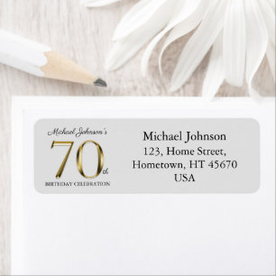 70th Birthday Party Solid Gold Classy Text Address