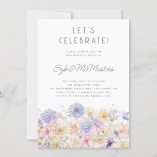 70th Birthday Party Spring Watercolor Floral Invitation