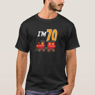 70th Birthday Party Train Toy 70 Year Old Funny B  T-Shirt