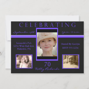 70th Birthday Party Tri Photo Invitations