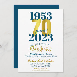 70th Birthday Party Typography Date Invitation