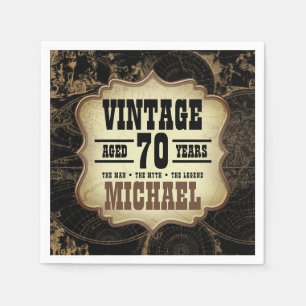 70th Birthday Party Vintage Theme Custom Name Napkin