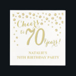 70th Birthday Party White and Gold Diamond Napkins<br><div class="desc">70th Birthday Party Invitation with White and Gold Glitter Diamond Background. Gold Confetti. Adult Birthday. Man or Woman Birthday. For further customisation,  please click the "Customise it" button and use our design tool to modify this template.</div>