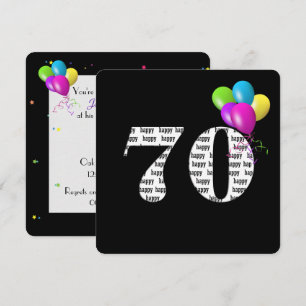 70th Birthday Party with balloon bunch Invitation