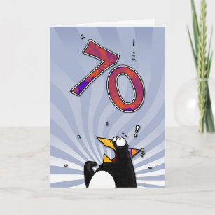 70th Birthday - Penguin Surprise Card