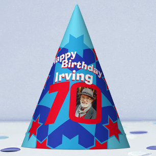 70th birthday personalised photo star name hat