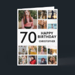 70th Birthday Photo Collage 13 Photos Black White Card<br><div class="desc">70th Happy Birthday Photo Collage 13 Photos Black and White Birthday Card for Any Age. 1st 13th 15th 16th 18th 20th 21st 30th 40th 50th 60th 70th 80th 90th 100th,  Any Ages. For further customisation,  please click the "Customise it" button and use our design tool to modify this template.</div>