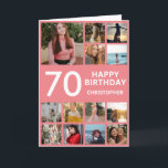 70th Birthday Photo Collage 13 Photos Pink & White Card<br><div class="desc">70th Happy Birthday Photo Collage 13 Photos Pink and White Birthday Card for Any Age. 1st 13th 15th 16th 18th 20th 21st 30th 40th 50th 60th 70th 80th 90th 100th,  Any Ages. For further customisation,  please click the "Customise it" button and use our design tool to modify this template.</div>