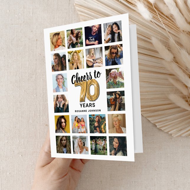 70th Birthday Photo Collage Card (Creator Uploaded)