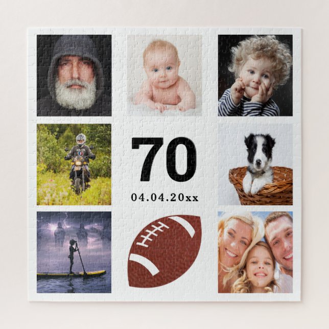 70th birthday photo collage man guy white jigsaw puzzle (Vertical)