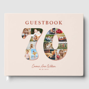 70th Birthday Photo Collage Milestone Guestbook