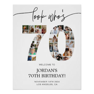70th Birthday Photo Collage Welcome Poster