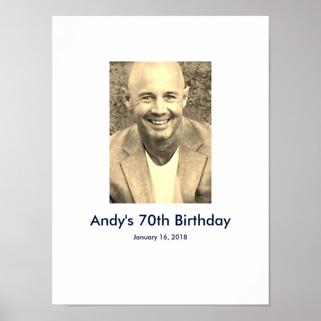 70th Birthday photo custom Sign In Party Board (Front)