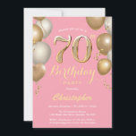 70th Birthday Pink and Gold Balloons Confetti Invitation<br><div class="desc">70th Birthday Pink and Gold Balloons Confetti Invitation. For further customisation,  please click the "Customise it" button and use our design tool to modify this template.</div>