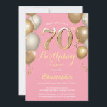 70th Birthday Pink and Gold Balloons Confetti Invitation<br><div class="desc">70th Birthday Pink and Gold Balloons Confetti Invitation. For further customisation,  please click the "Customise it" button and use our design tool to modify this template.</div>