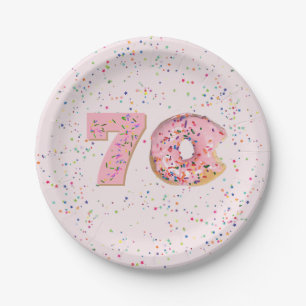 70th Birthday Pink Doughnut Paper Plate