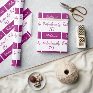 70th Birthday PINK Fabulously 70 Wrapping Paper