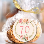 70th Birthday Pink Floral  Classic Round Sticker<br><div class="desc">Celebrate the 70th birthday with this elegant pink floral watercolor round sticker. The year can be changed from the product page.</div>