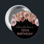 70th Birthday Pink Glitter Balloons 7.5 Cm Round Badge<br><div class="desc">Faux glitter. Stylish pink party balloon template. Great for many different birthday celebrations. All text is adjustable. 70th Birthday party</div>