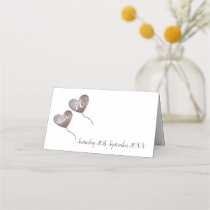70th birthday pink heart balloon place card