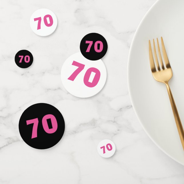 70th Birthday PINK Typography Confetti (Group)