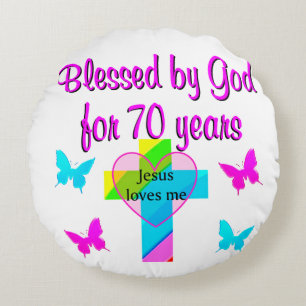 70TH BIRTHDAY PRAYER ROUND CUSHION