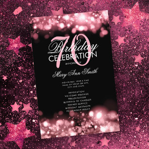 70th Birthday Program Glam Lights Rose Gold  Menu