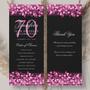 70th Birthday Program Hot Pink w/ Thank You Invitation
