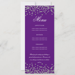 70th Birthday Program Menu Thank U Silver Purple  Invitation