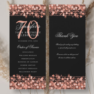 70th Birthday Program Rose Gold w/ Thank You Invitation