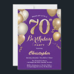 70th Birthday Purple and Gold Balloons Confetti Invitation<br><div class="desc">70th Birthday Purple and Gold Balloons Confetti Invitation. For further customisation,  please click the "Customise it" button and use our design tool to modify this template.</div>