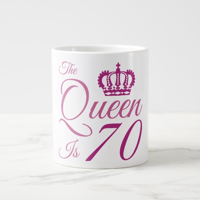 70th Birthday Queen Large Coffee Mug (Front)
