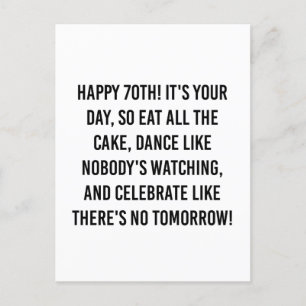 70th birthday quotes postcard
