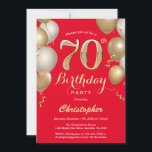 70th Birthday Red and Gold Balloons Confetti Invitation<br><div class="desc">70th Birthday Red and Gold Balloons Confetti Invitation. For further customisation,  please click the "Customise it" button and use our design tool to modify this template.</div>