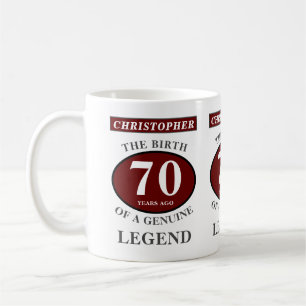 70th Birthday Red Genuine Legend Add Your Name Coffee Mug